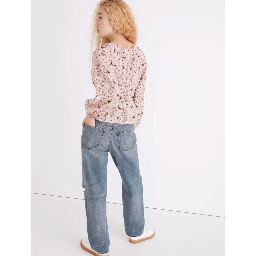 Madewell Sophia Long Sleeve Blouse Top in Pink Bouquet Floral NE183 // L - Picture 3 of 13